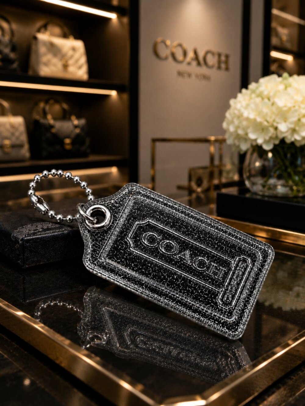 COACH Poppy Glitter Hang Tag - Keychain - Bag Charm